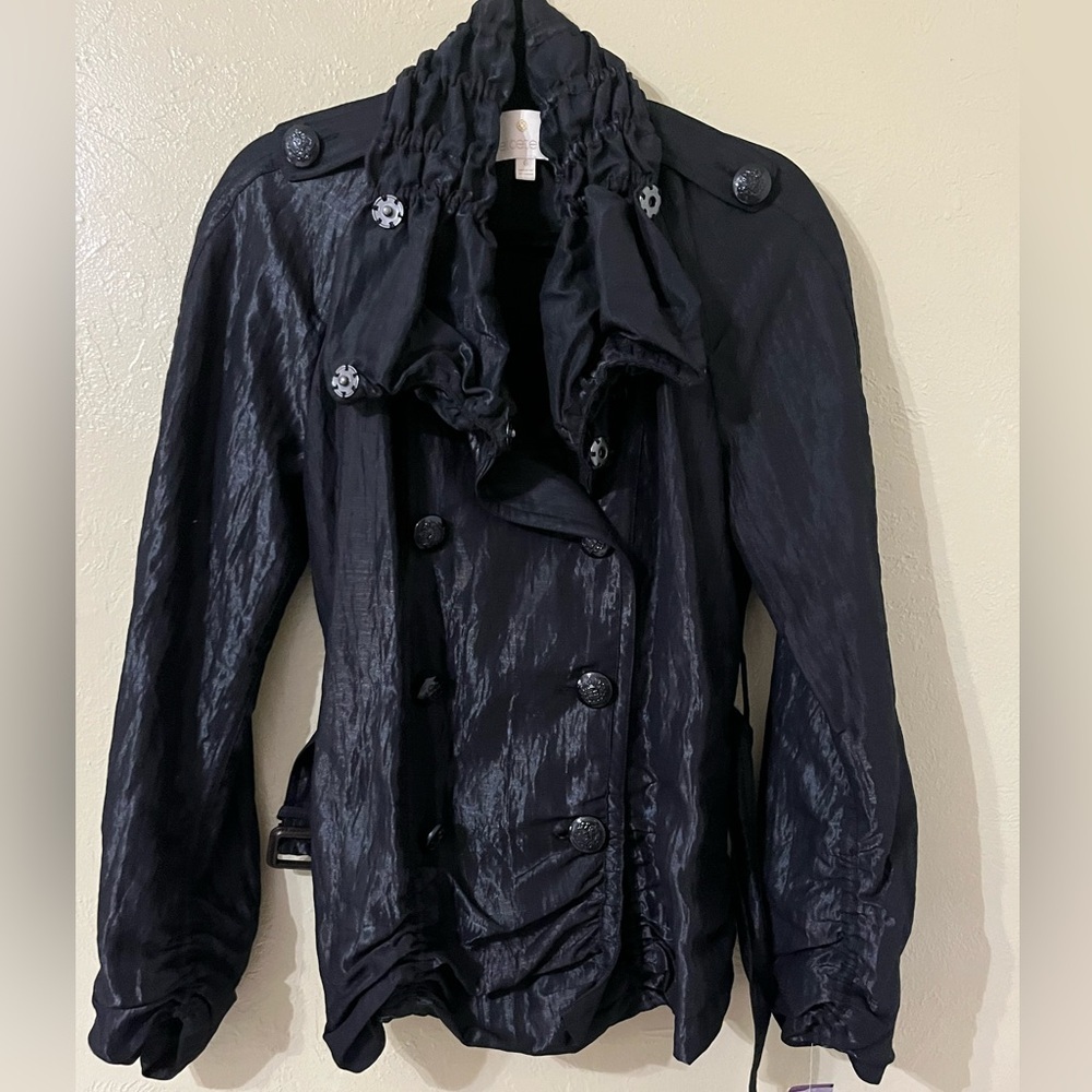 NWT Etcetera crushed textured ruffle collar dress jacket size 6 - Picture 6 of 6